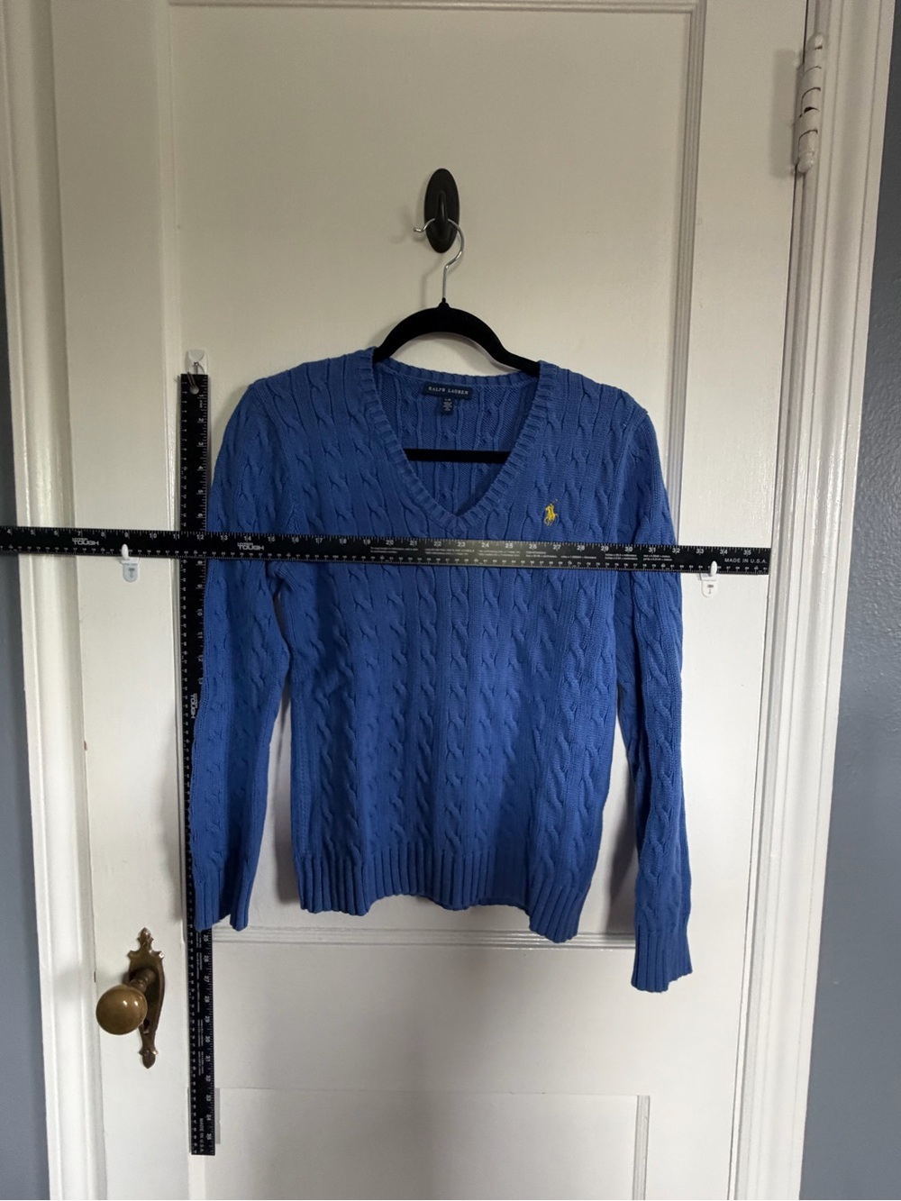 Ralph Lauren Periwinkle Cable-Knit V-Neck Sweater
